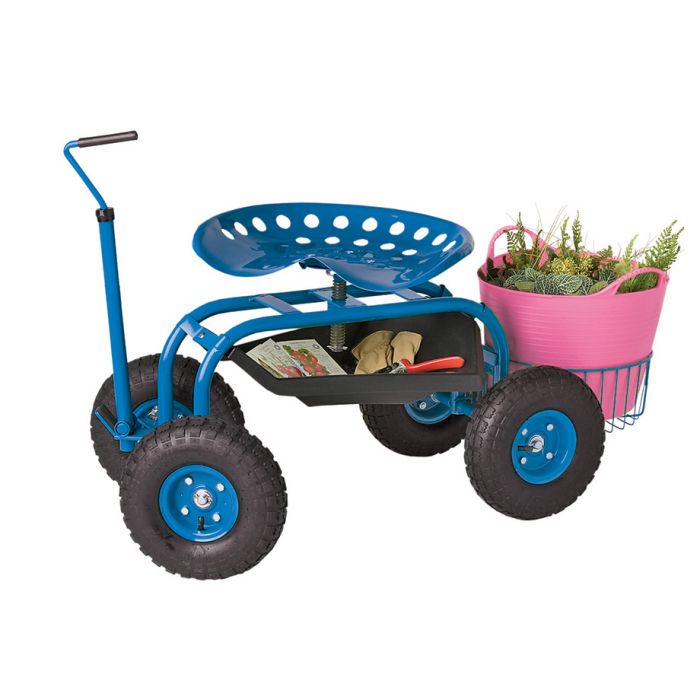 Garden Scoot With Basket Tools Accessories Veseys Garden Scoot With Basket Tools, Garden Tractor Scooter